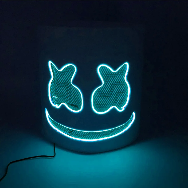 Halloween Light Up Mask Full Face LED Neon Marshmallow Mask
