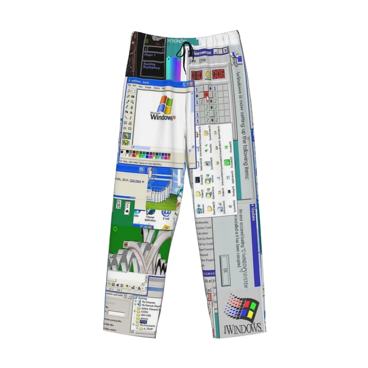 Custom Windows XP Collage Pajama Pants Men Sleepwear Sleep Lounge Bottoms with Pockets