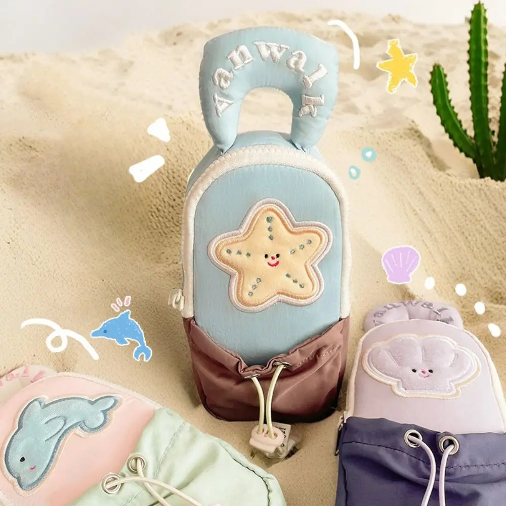 Simple Large Capacity Stationery Bag Ballet Style Bowknot Ribbon Pencil Case Cartoon Canvas Pencil Pouch Student