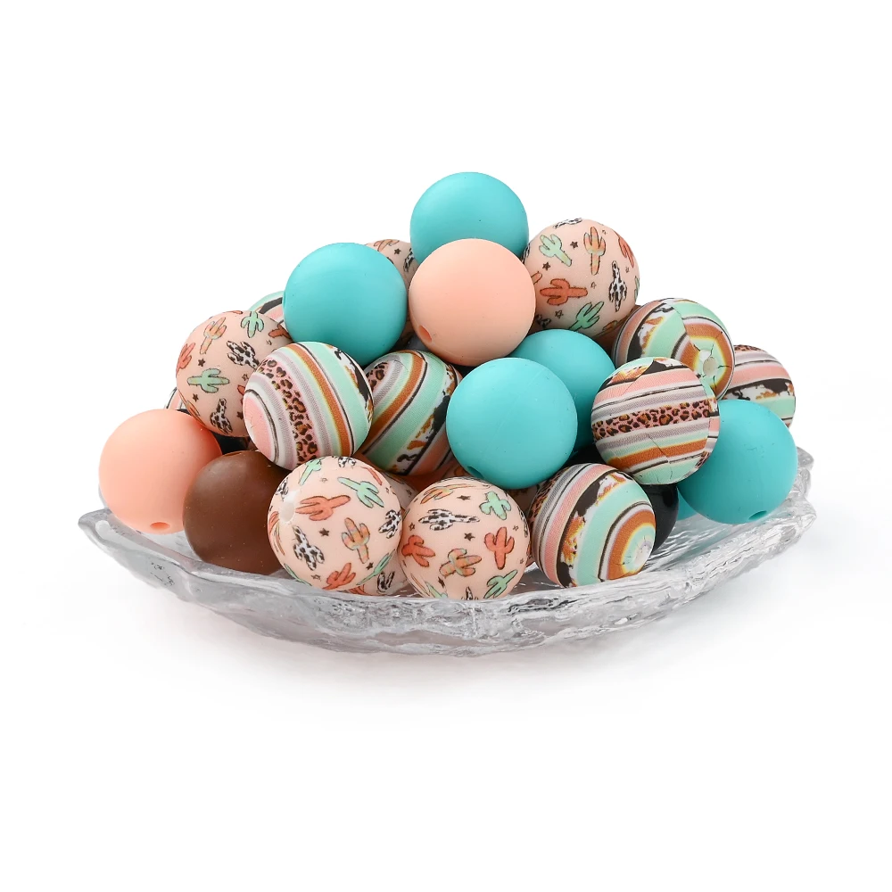 50 pçs 15mm conjunto de contas de silicone de grau alimentício sem bpa para diy chupeta do bebê anti gota cinta acessórios de jóias do bebê