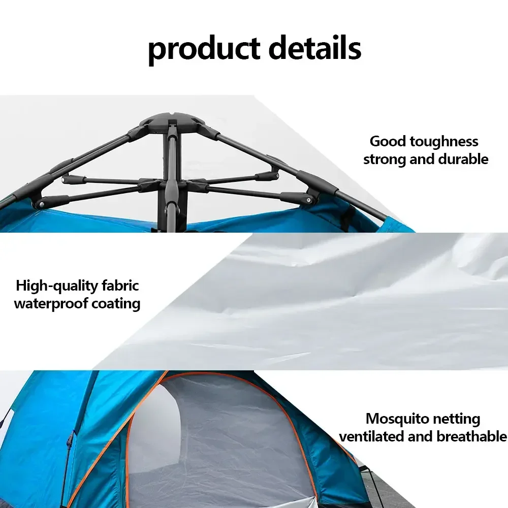 Automatic Tent 3-4 Person Camping Tent,Easy Instant Setup Protable Backpacking for Sun Shelter,Travelling,Hiking Camping Tent