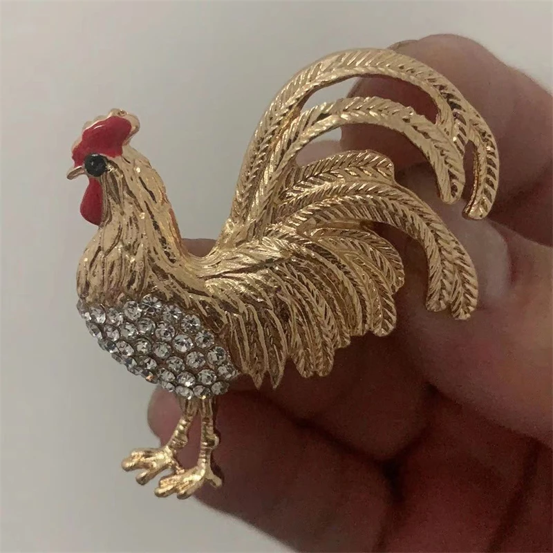 Funny Colorful Rooster Brooch Men Women Party Clothes Accessories Cute Chicken Animal Brooches Gift Jewelry