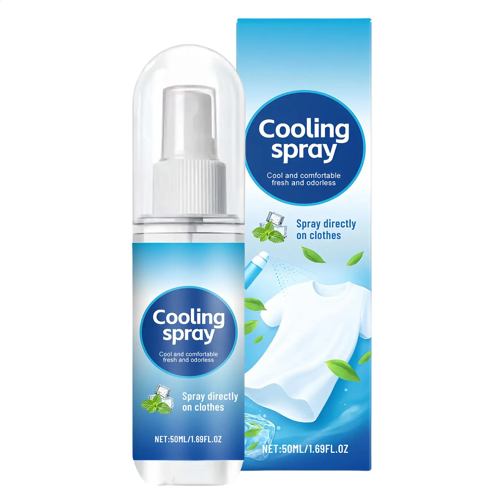 50ml Cooling Spray for Hot Weather, Refreshing Non-Greasy Clothing Mist, Travel Hiking Camping Gym Workout Running Summer Cooler