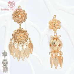 (7551) 24K Gold Color Brass Flowers Shape Tassel Charms Pendants High Quality Jewelry Making Findings Accessories Wholesales