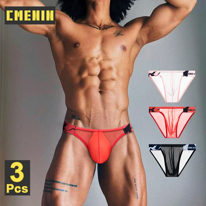 

3 шт., сексуальные прозрачные мужские трусы, прозрачное ультратонкое мужское нижнее белье, дышащие мужские трусы с высоким вырезом, мужские плавки для геев