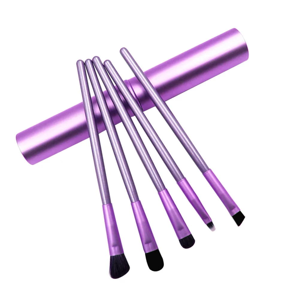 Kit de pinceaux de maquillage pour les yeux, 5 pièces, pinceaux à paupières à Long manche en Fiber naturelle, pour femmes et filles, ensemble de pinceaux de maquillage professionnels quotidiens