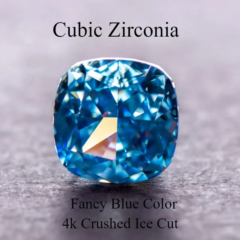 

Cubic Zirconia Cushion Shape Fancy Blue Color 4k Crushed Ice Cut Charm Beads for DIY Jewelry Making Earings Necklace Materials