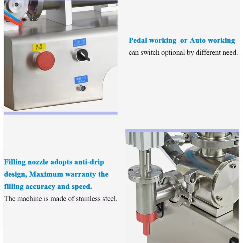 3-5000ML Single Nozzles Semi Automatic Piston Paste Filling Machine for Food Oil Gel Cream Including  Filler