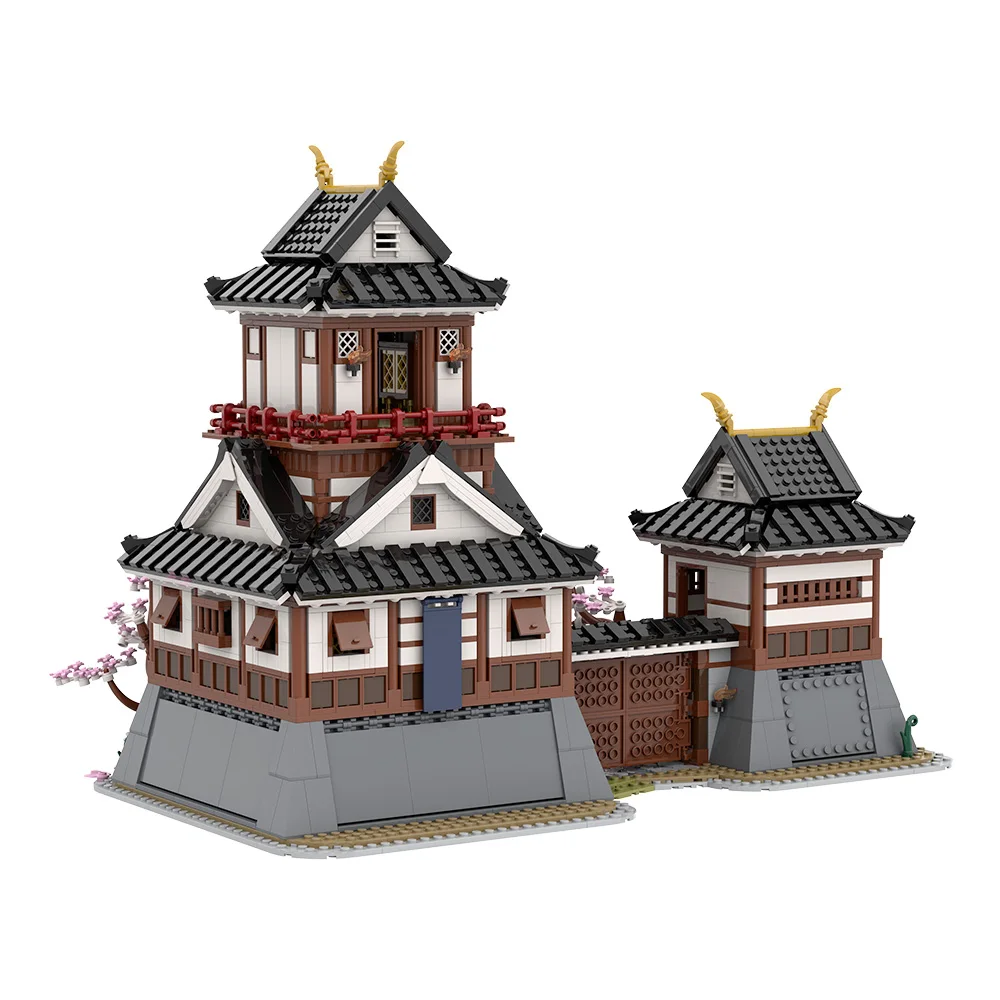 MOC Japanese Samurai Castle Block Set Medieval Tenshokaku DIY Creative Sakura Koya House Architecture Brick Toy Adult Gift