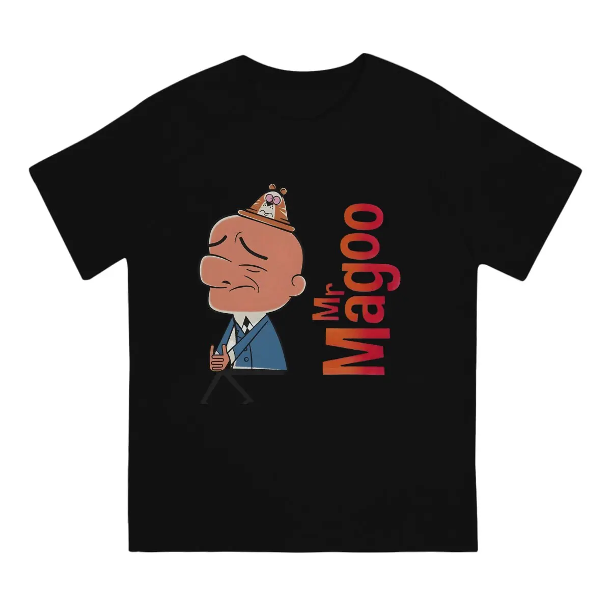 Men T-Shirt Poster Awesome Pure Cotton Tees Short Sleeve Mr Magoo Cartoon T Shirts O Neck Tops Printed