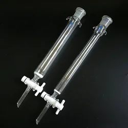 1pcs lab 24# glass sand core chromatography column with standard mouth and PTFE piston 16 22 30 40*200 300 400mm