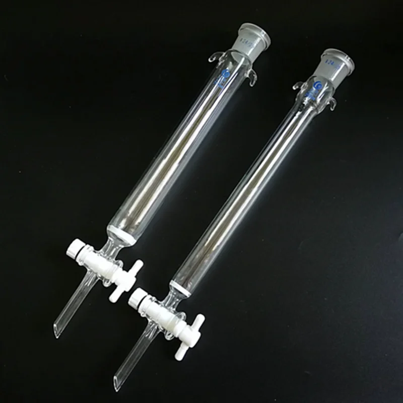 1pcs lab 24# glass sand core chromatography column with standard mouth and PTFE piston 16 22 30 40*200 300 400mm