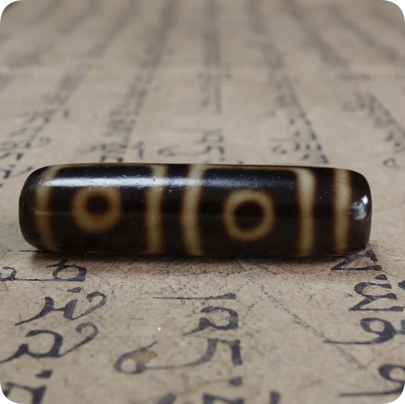 티베트 이빨 펜던트 목걸이, 옐로우 블랙 골드, 네 눈 dzi 마노, 14*50m