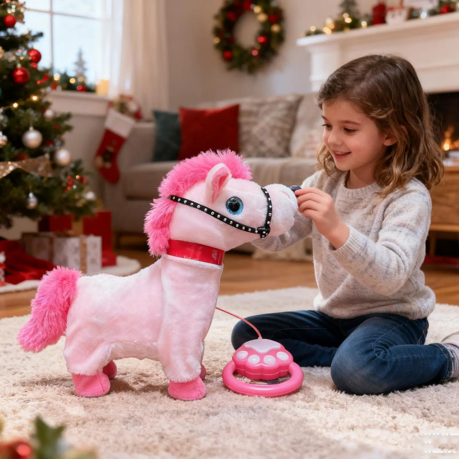 For Living Room Electric Pet Horse Realistic Soothing Interactive Children Electric Toy Walking Horse For Preschoolers Teens