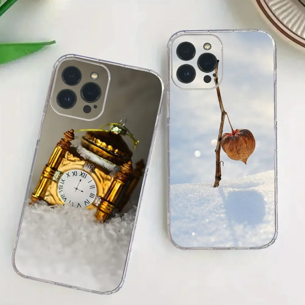 Merry Christmas Snowflake Snowman Phone Case For iPhone15 14 13 12 11 10 9  Pro Max XS Max X XR 7 8 Plus Mini TPU material