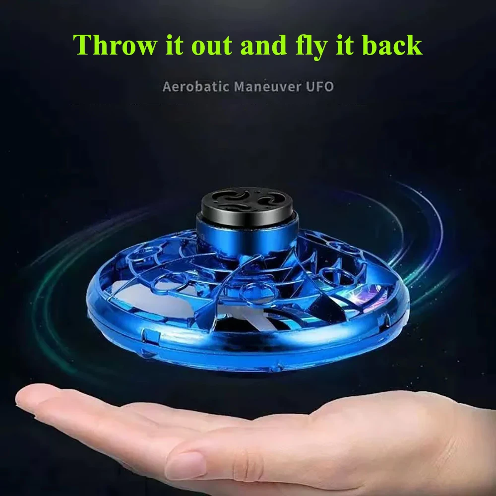 1pc Teenager Flying Spinner UFO Boomerang Mini Drone Magic Levitation Light-emitting Gyroscope Induction Decompression Toys