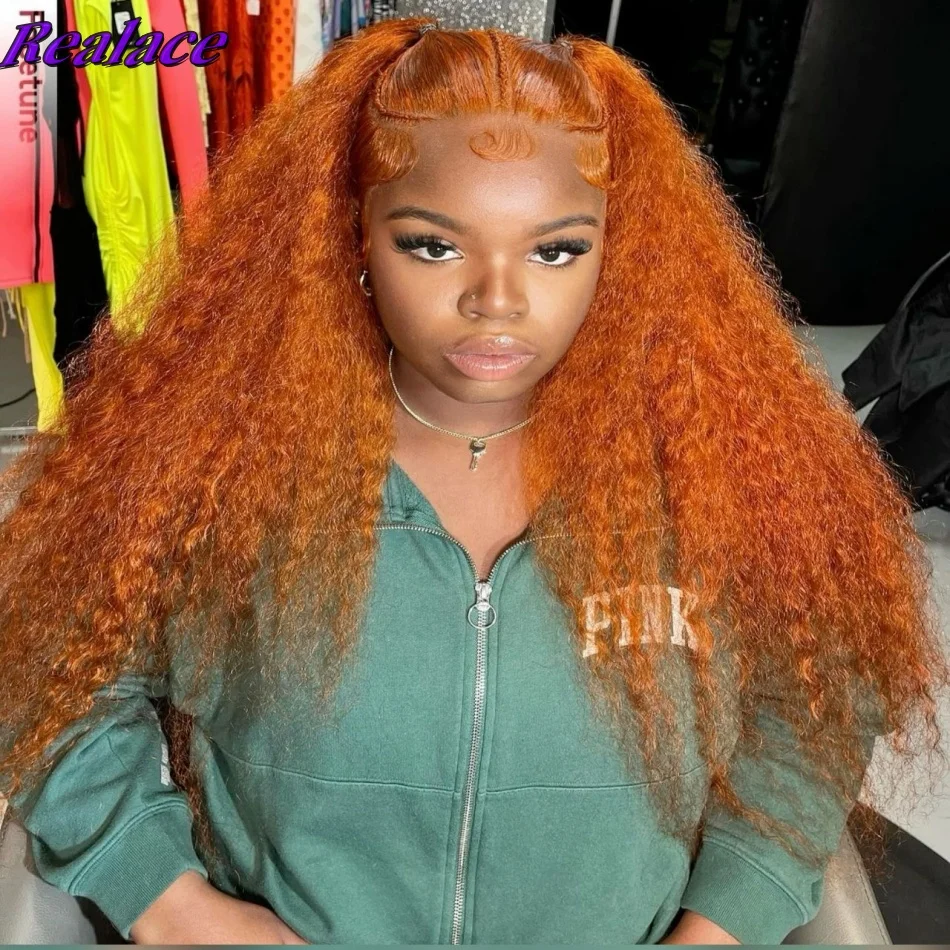 Deep Wave Ginger Orange Lace Front Curly Human Hair Wig Water Wave 13x4 13x6 HD Lace Frontal Wig For Women 200 Density Brazilian