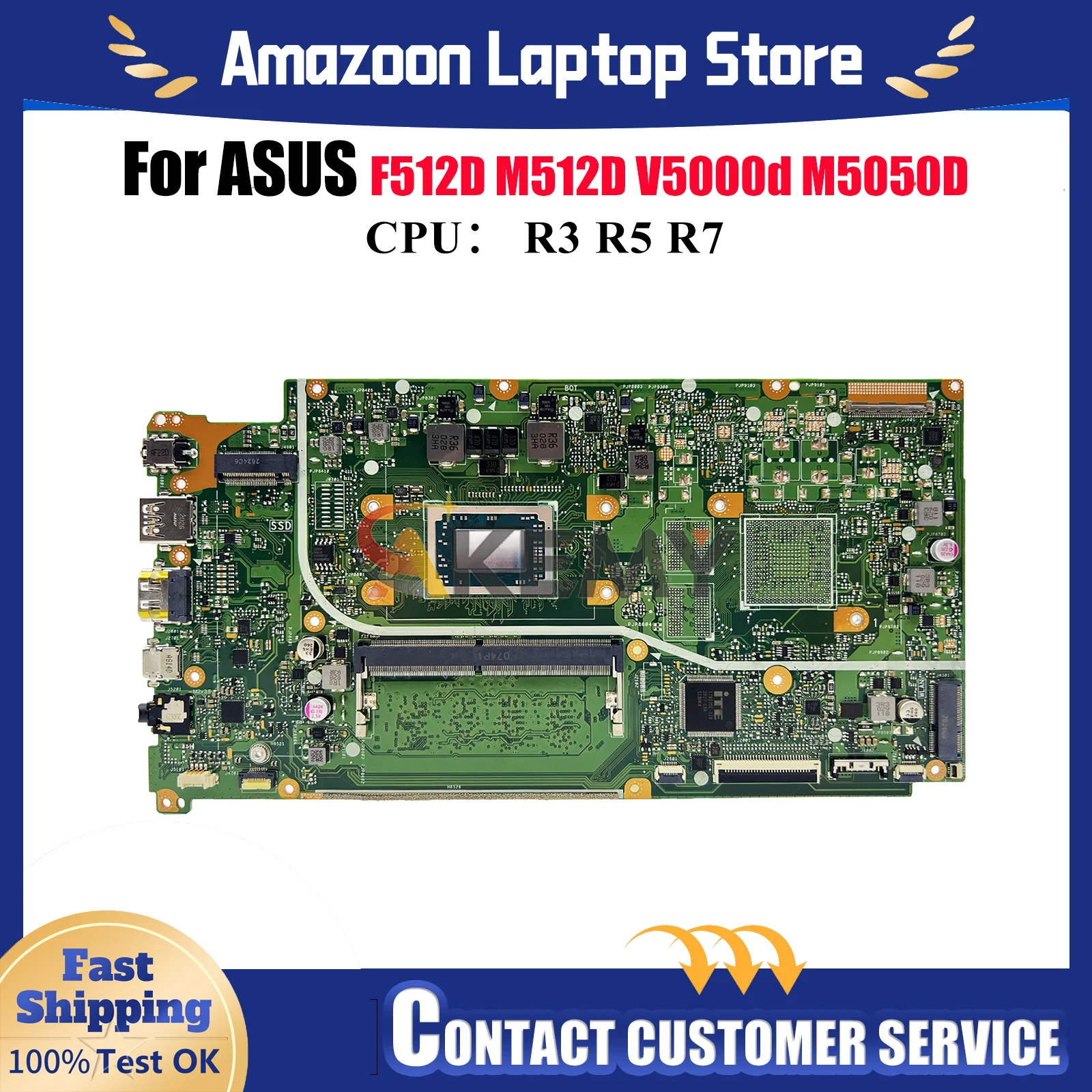 

X512DAU Laptop Motherboard For ASUS VivoBook X512DAP X512D X512DA F512D V5000d X512DK M5050D M512D Mainboard With R3 R5 R7 CPU
