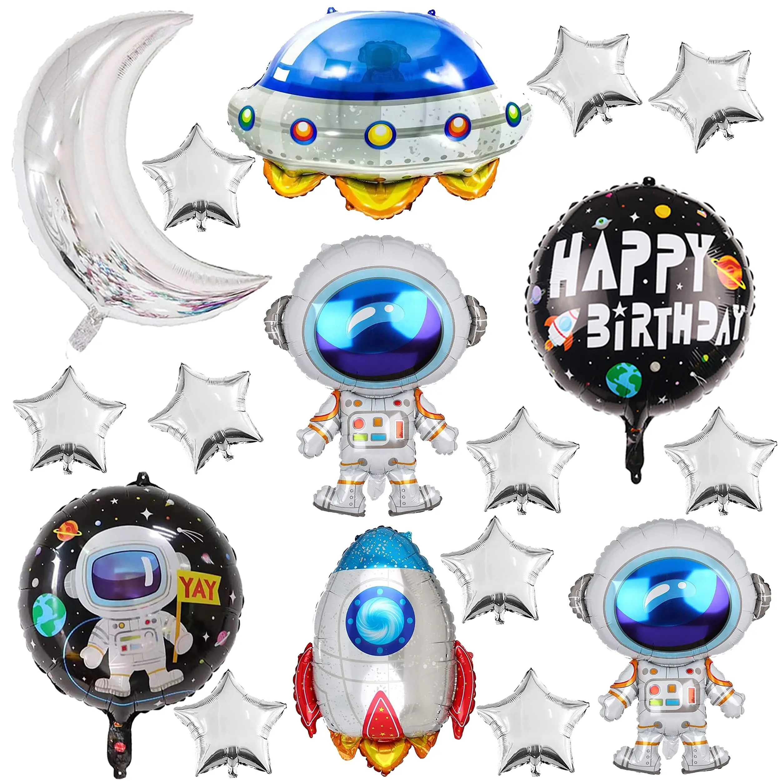 Outer Space Aluminum Foil Balloon Disposable Tableware Boy Birthday Child Gift Astronaut Galaxy Theme Party Decoration Supplies