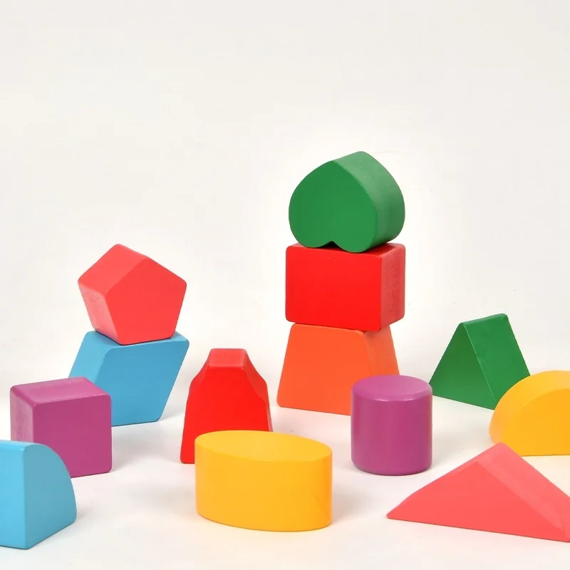 Montessori Intelligence Matching Box Geometric Shapes 3D Puzzle Early Education Three-Dimensional Wooden Paired Building Block