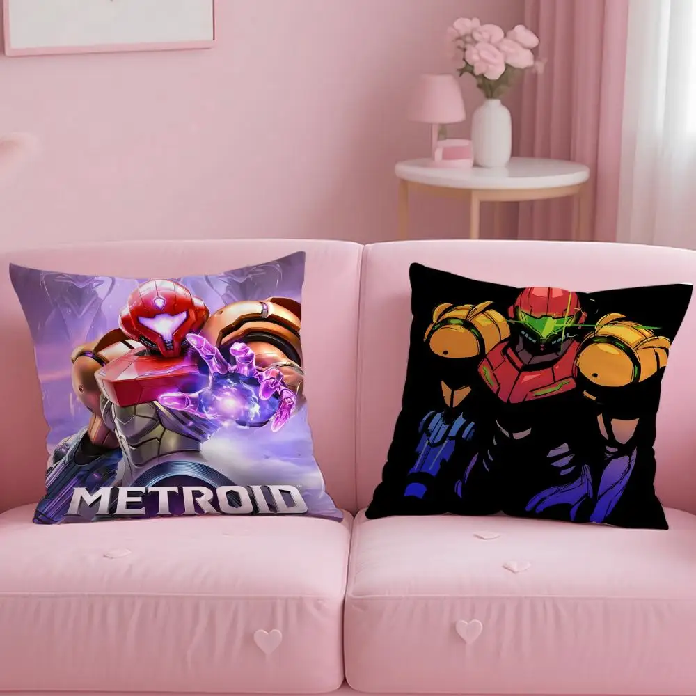 Classic Game Metroid Cushion Cover Soft & Easy-Wash Pillow Case – Versatile for Couch, Bed, Travel and Office
