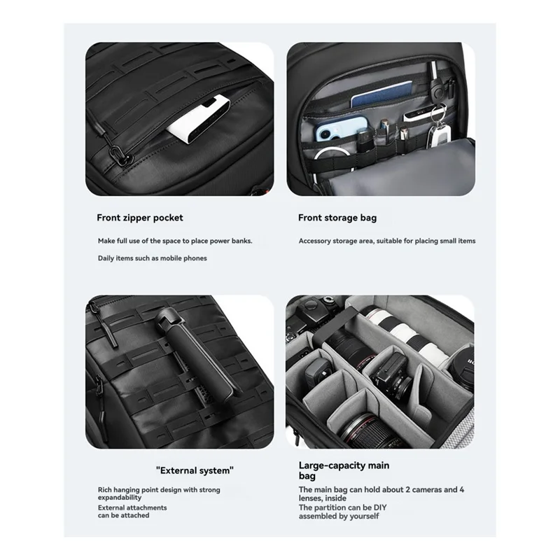 

A97I-Multi-Function SLR Camera Backpack With Drone Compartment Large Capacity Splash-Proof Dry Wet Separation Laptop Sleeve