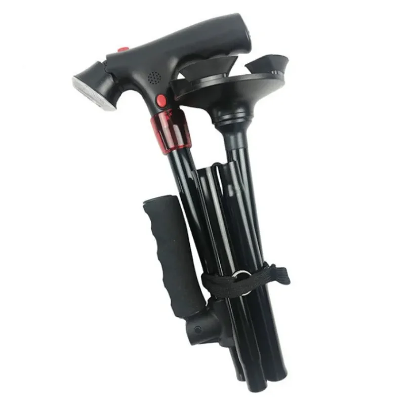 Składana teleskopowa składana laska laska dla starszych LED z alarmem Walking Trusty Sticks kule dla starszych dla matki ojcowie hurtownia