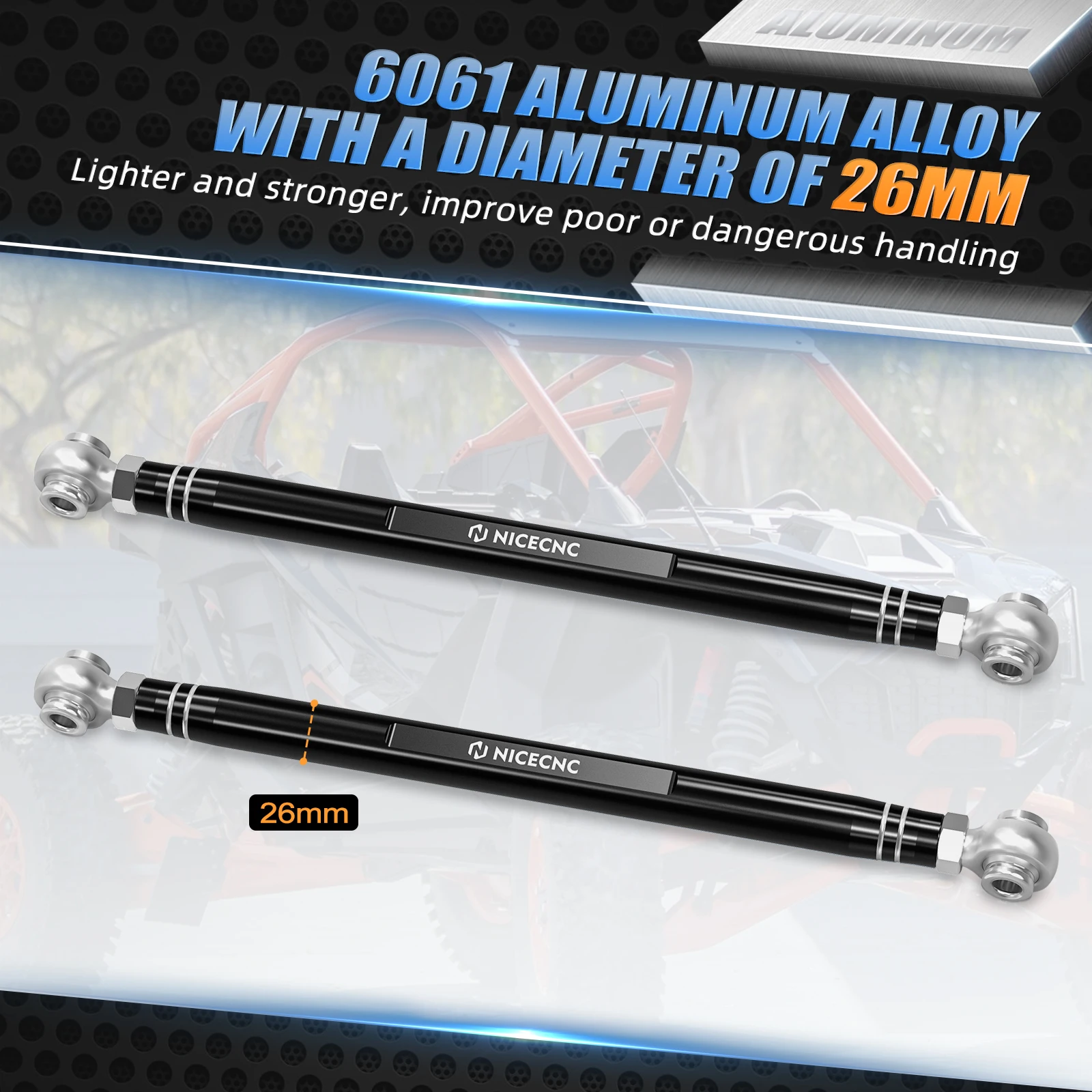 

2 Pcs RZR Rear Sway Stabilizer Bar End Links Adjustable UTV 1544145 Part for Polaris RZR Turbo R 4 Ultimate Sport 2022-2023