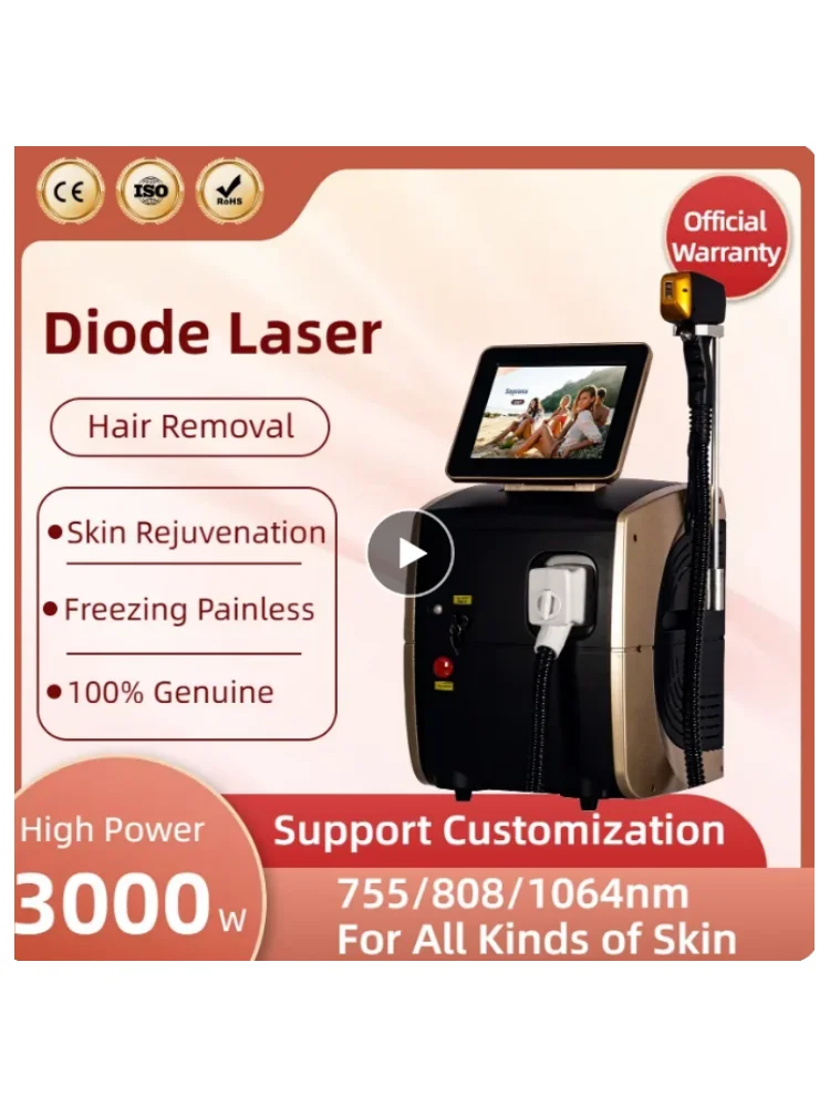 

The latest 808 diode hair remover 3000W professional three-wavelength 755nm 808nm 1064nm painless hair removal efficient ha