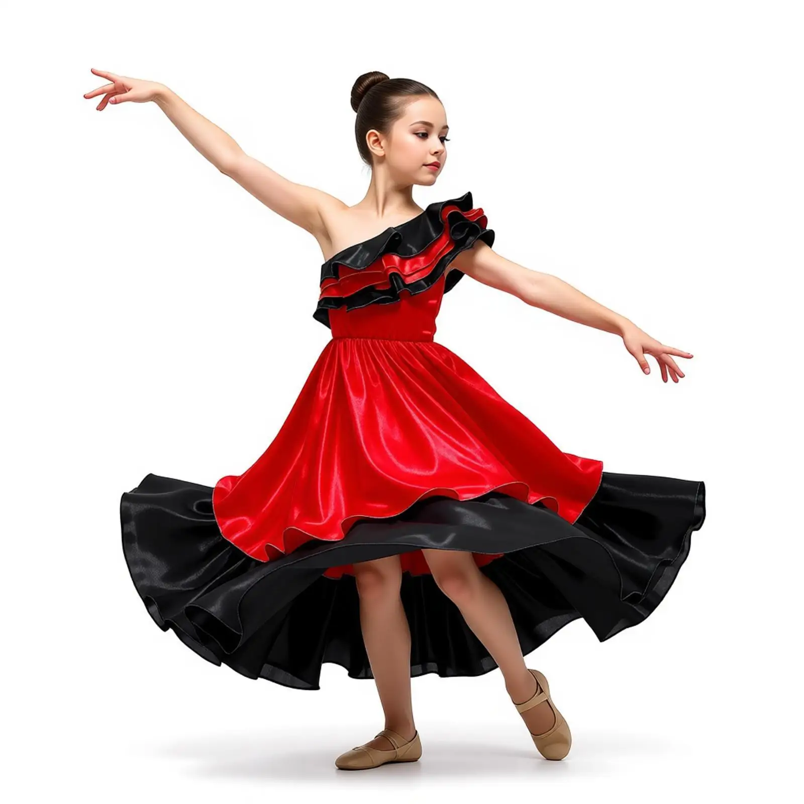 Flamenco Performance Ethnic-style Long Dress Halloween Carnival Party Ruffled Contrast Color Performance Party Brazilian Dress
