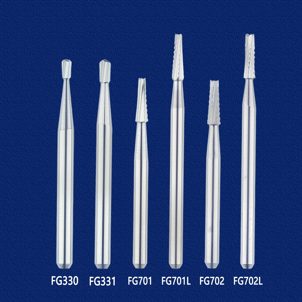 

Dental Carbide Strawberries Burs Tapered Fissure Head Cross Cut FG701 701L 702 702L Pear Head FG330 331 For High Speed Handpiece