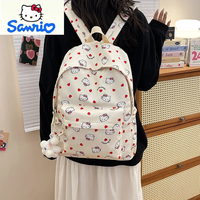 Sanrio Fashion Large Capacity High Quality Load Reducing Backpack Student Cartoon Hello Kitty Lightweight Storage Backpack