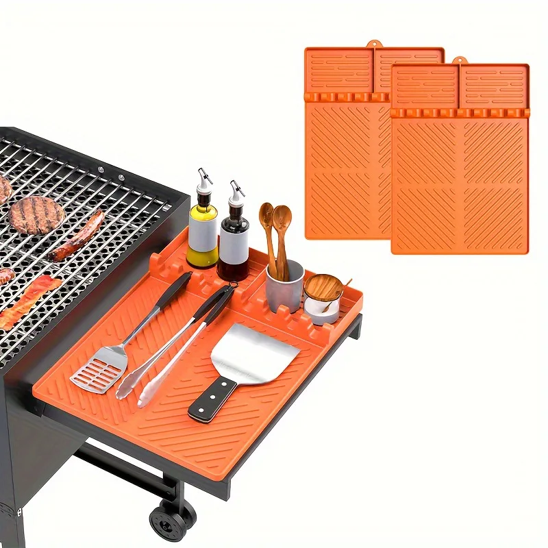 شواء الجانب رف أداة حصيرة مقلاة خبز سيليكون التوابل رف تخزين الغبار واقية النفط استنزاف حصيرة