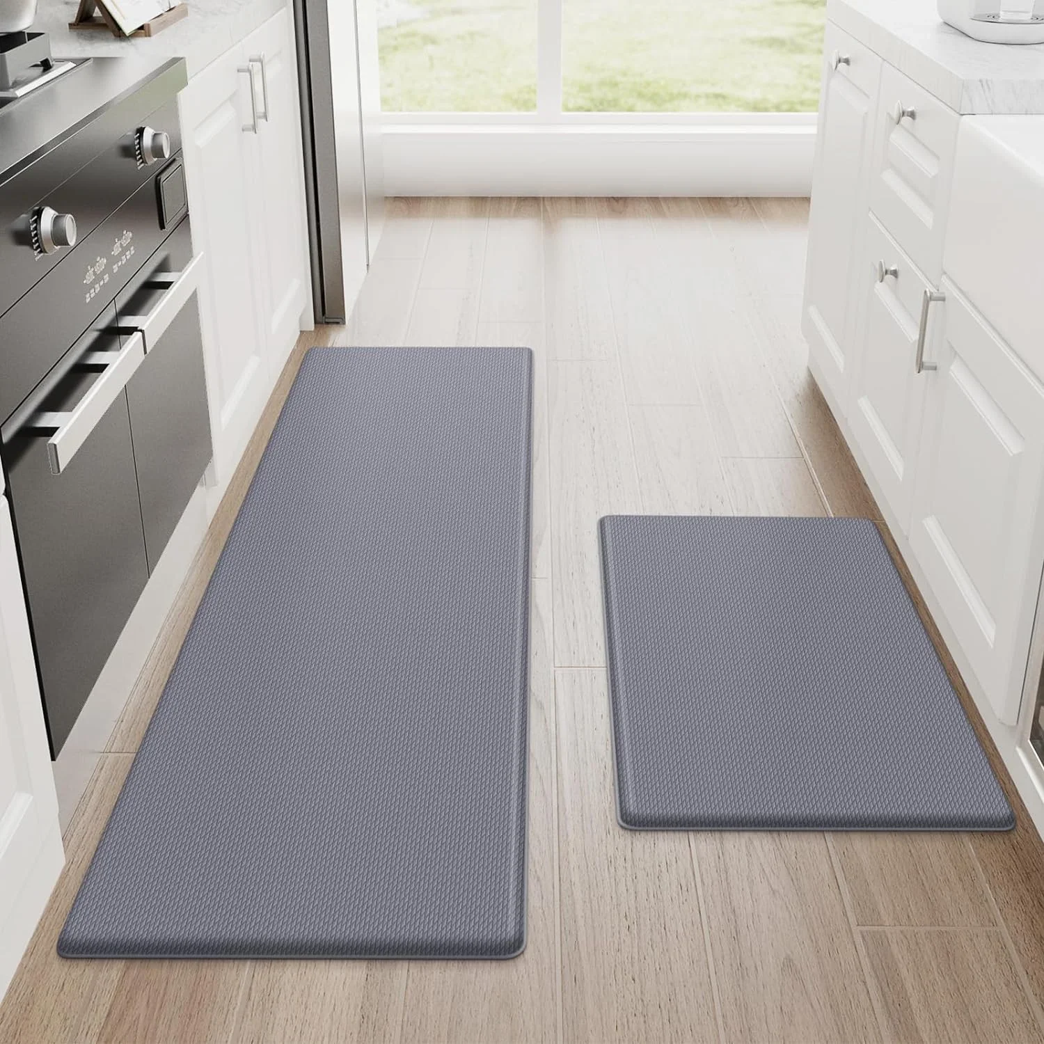 Anti-Fatigue Cushioned Kitchen Mat Non-Skid Grey Standing Mats for Kitchen Office 1pcs Thickness 8mm