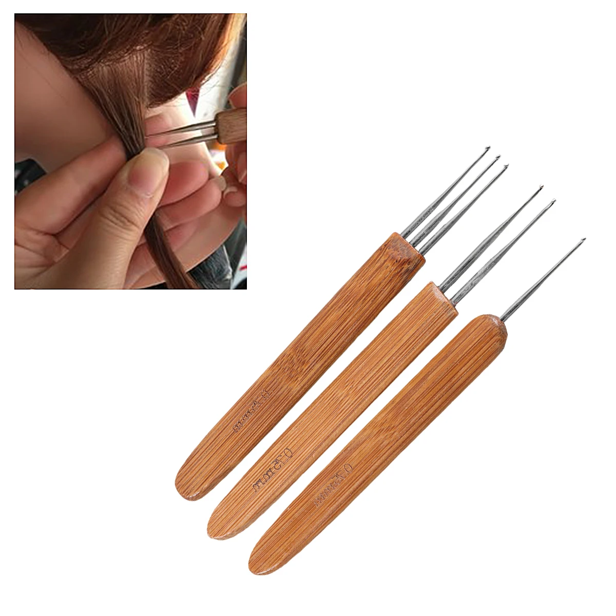 

6 Pcs Smooth Wood Metal Knitting Needles Locs Sistalocs Dreadlocks Hairpin Supplies Crochet Hook Lightweight Easy Use