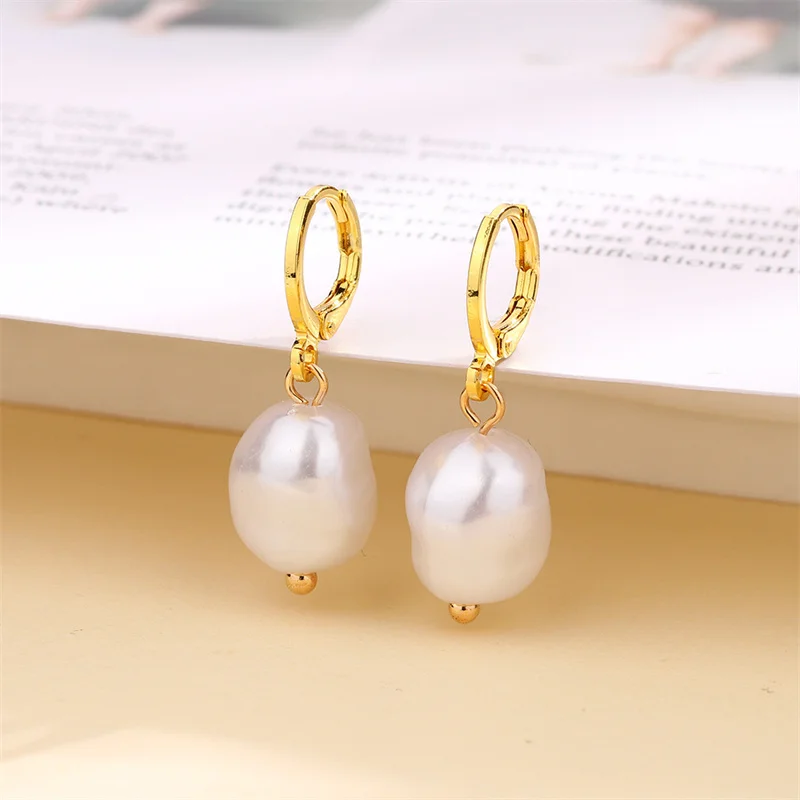 XIALUOKE Fashion Irregular Baroque Pearl Drop Earrings For Women Party Wedding Daily Wear Jewelry Gifts Push Earring Back