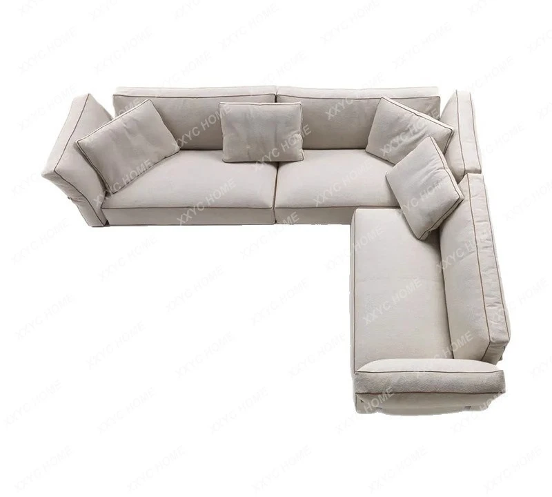 HH  minimalist villa large flat living room fabric light luxury straight row sofa