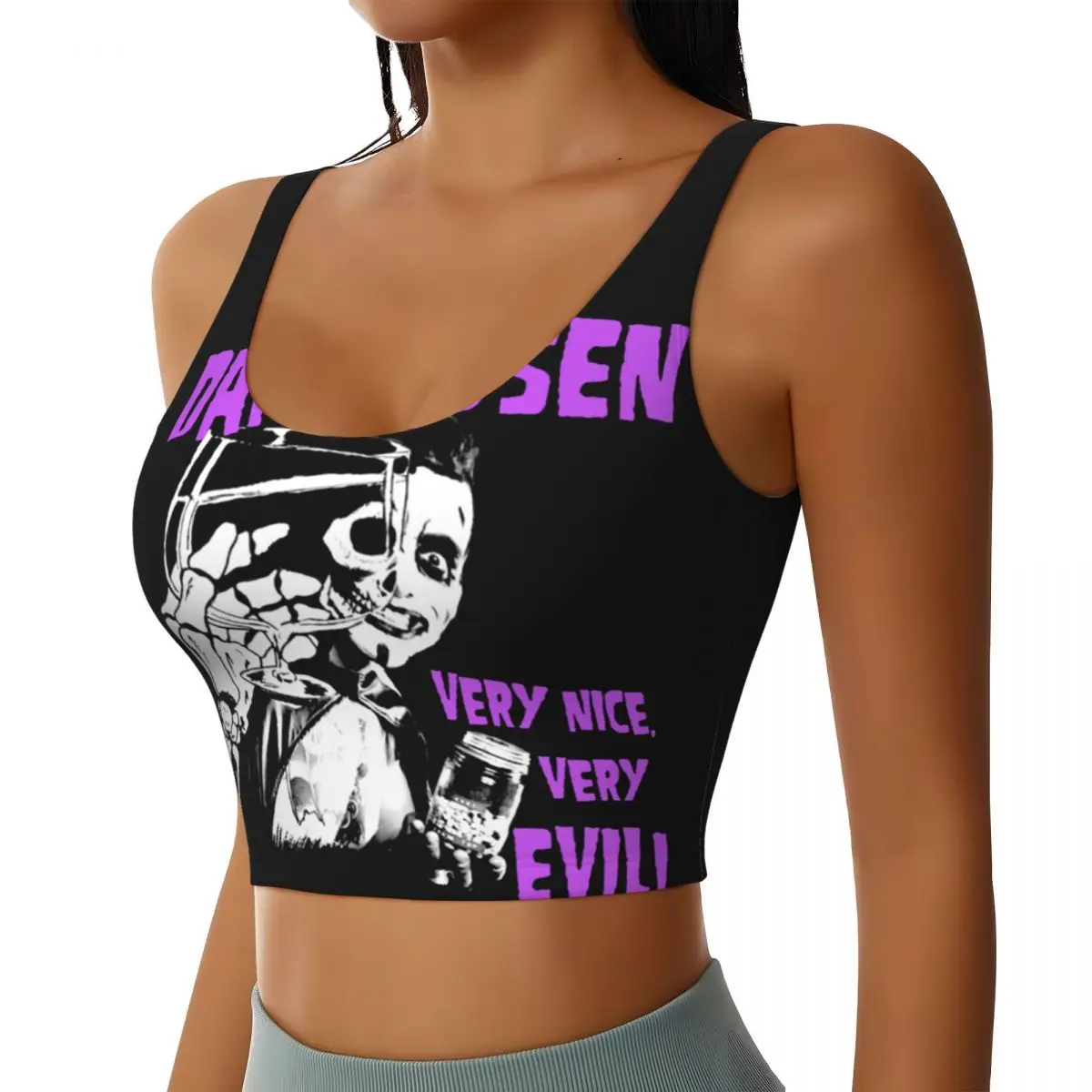 Custom Misfits Horror Punk Rock Band Sports Bra Women High Impact Workout Yoga Crop Top