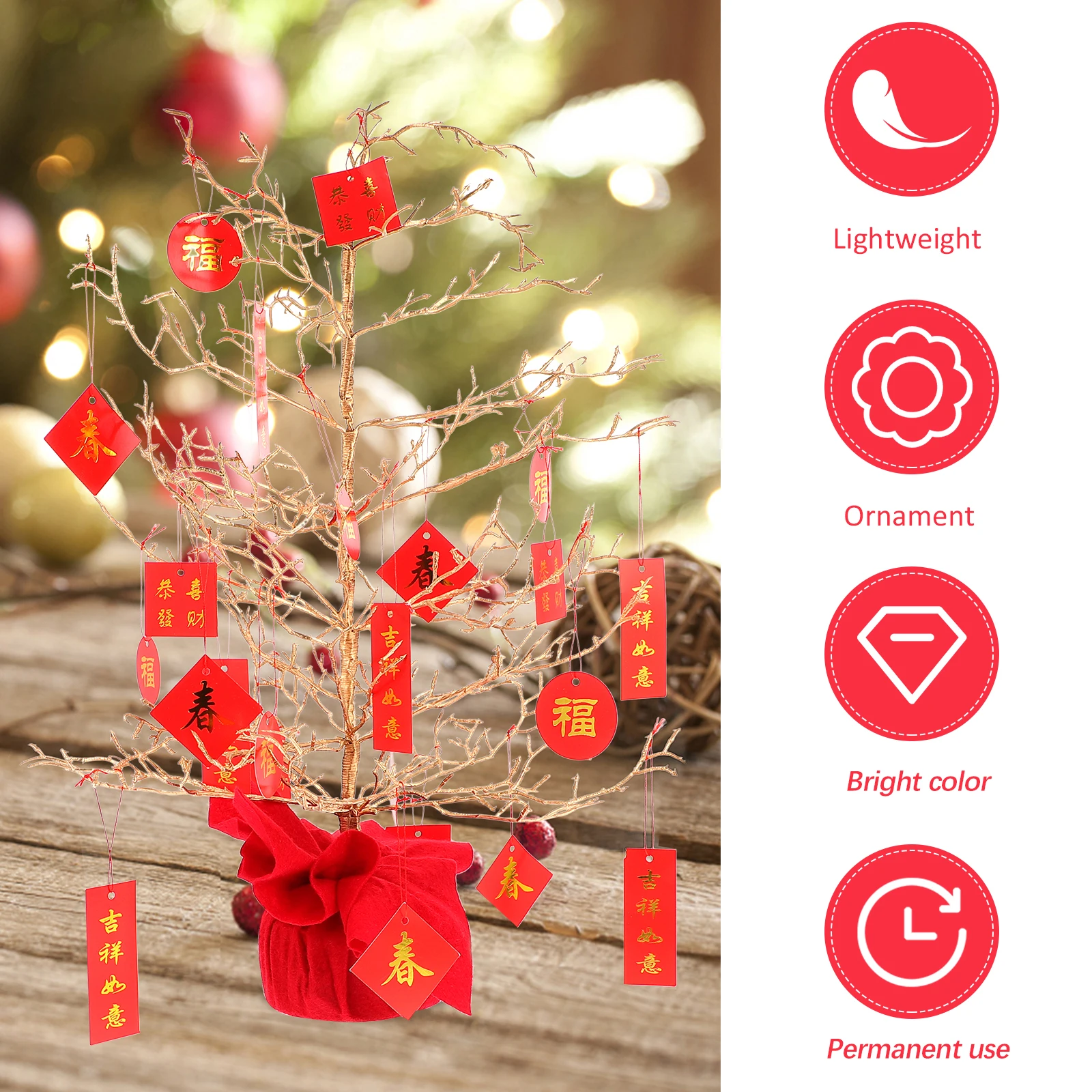 

Resin Fortune Decor 50 60cm Chinese Style Luck Adornment Spring Festival Fortune Tree Adornment Home Office Charms Decor