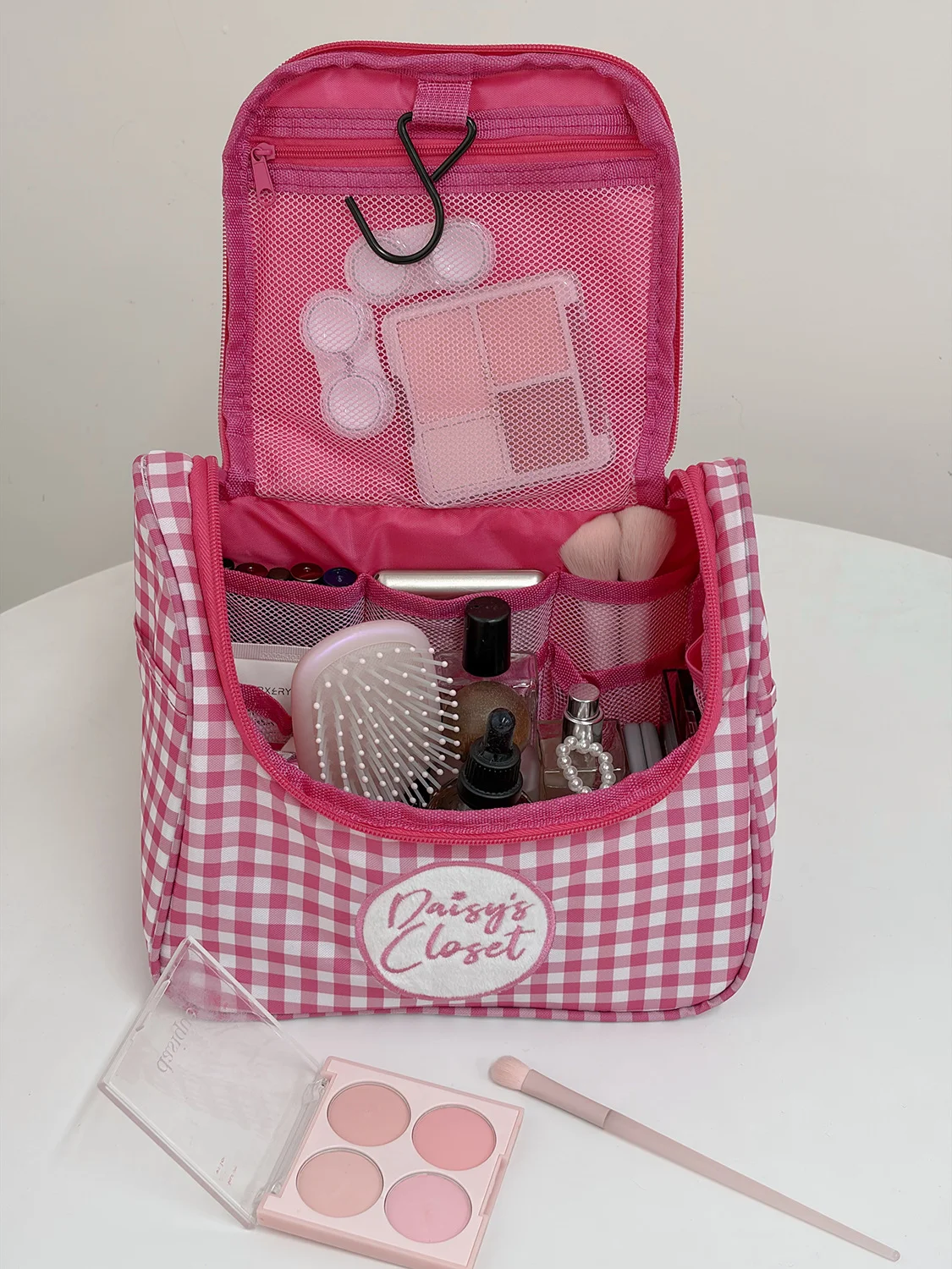YT's neue, stilvolle Aufbewahrungstasche, karierte Kosmetiktasche, große Handtasche mit viel Stauraum – Detail 2