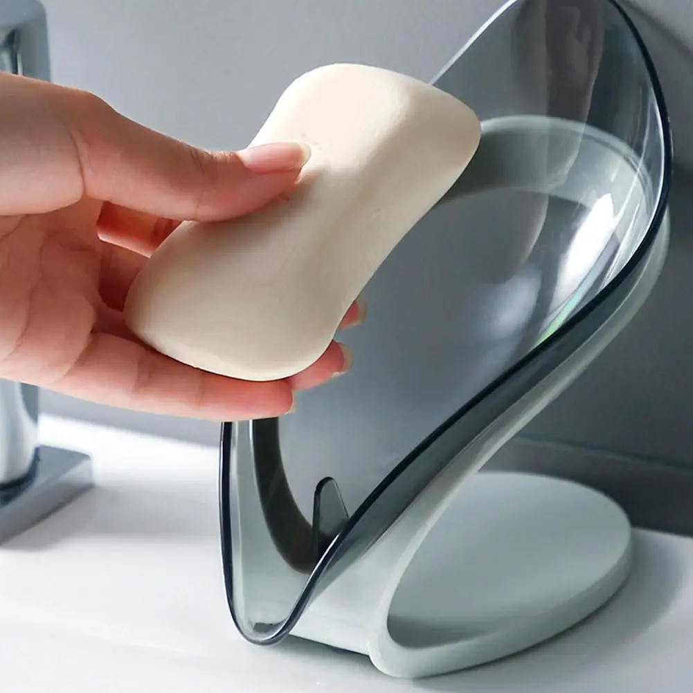 1PCS Leaf Soap Dish For Bathroom Shower Portable Non-slip Drain Soap Holder Plastic Sponge Tray For Bathroom Kitchen Accessories