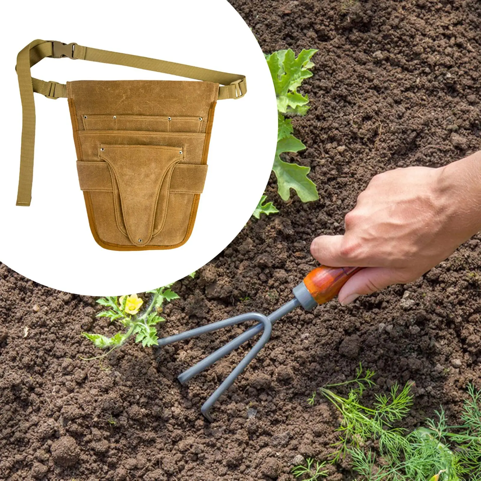 Bolsa de cinturón de herramientas de lona para jardín, almacenamiento de múltiples bolsillos, impermeable, portátil, tijeras duraderas, cortacésped para el hogar, hombres y mujeres