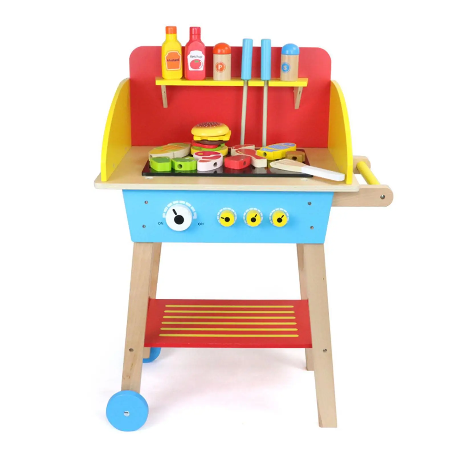 Ensemble de jouets de gril de BBQ pour des enfants, cadeau d'anniversaire, jouet de jeu de pli, simulation avec la nourriture de jeu, outils réalistes de cuisine pour des enfants