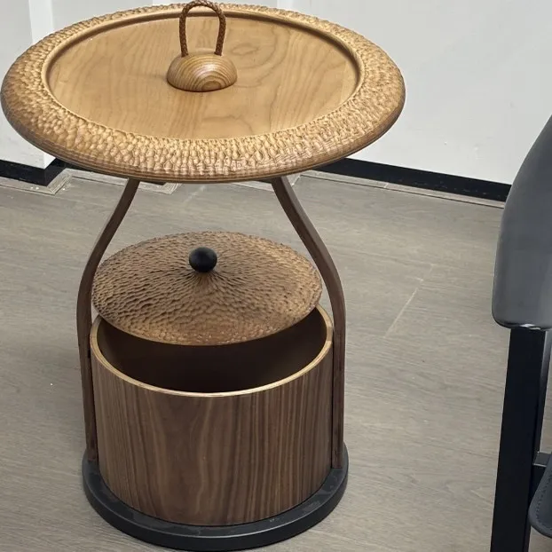 Italian minimalist solid wood edge table designer small round table removable household corner table living room new Chinese che