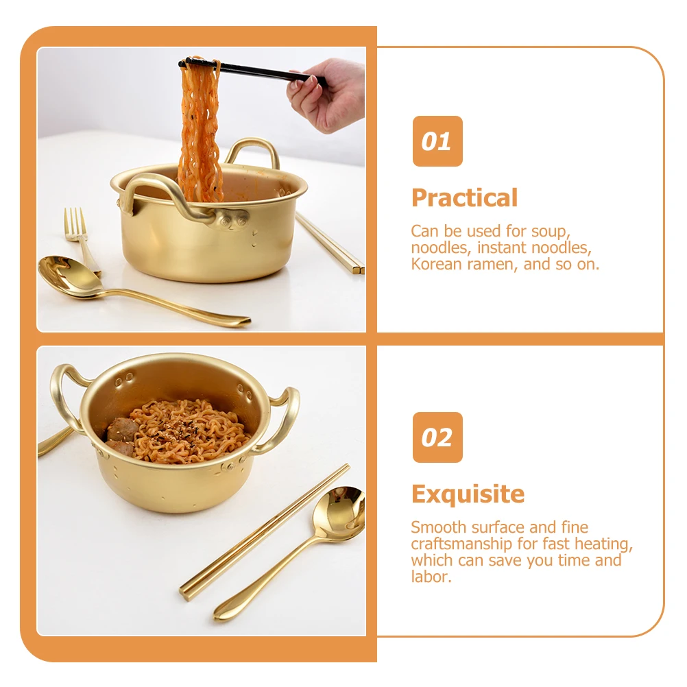 

1 Set Of Small Soup Pot Double Handle Aluminum Multi-Purpose Noodle Cooking Pot For Home Kitchen Ramen Porridge Food Cooking