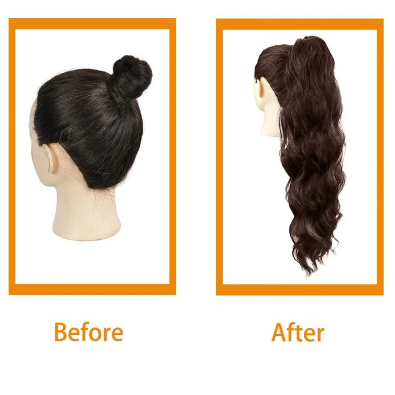 Picture 5: Women's long curly , drawstring hair extensions, , African big wave synthetic fiber wig, ponytail