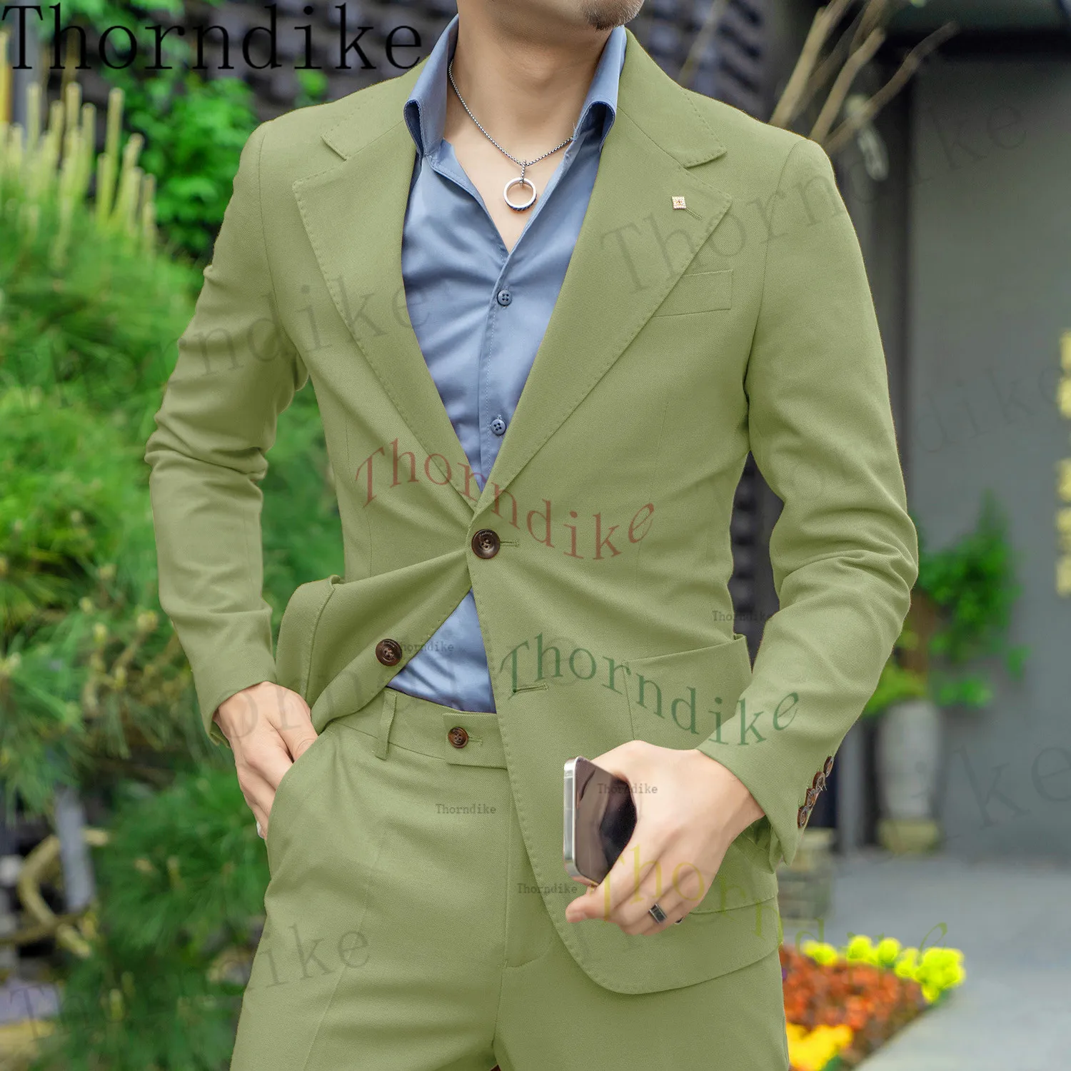 

Thorndike 2022 Fashion Notch Lapel Baby Green Men Wedding Prom Suits Double Breasted Men Suits Groom Party Tuxedo 2 Pieces