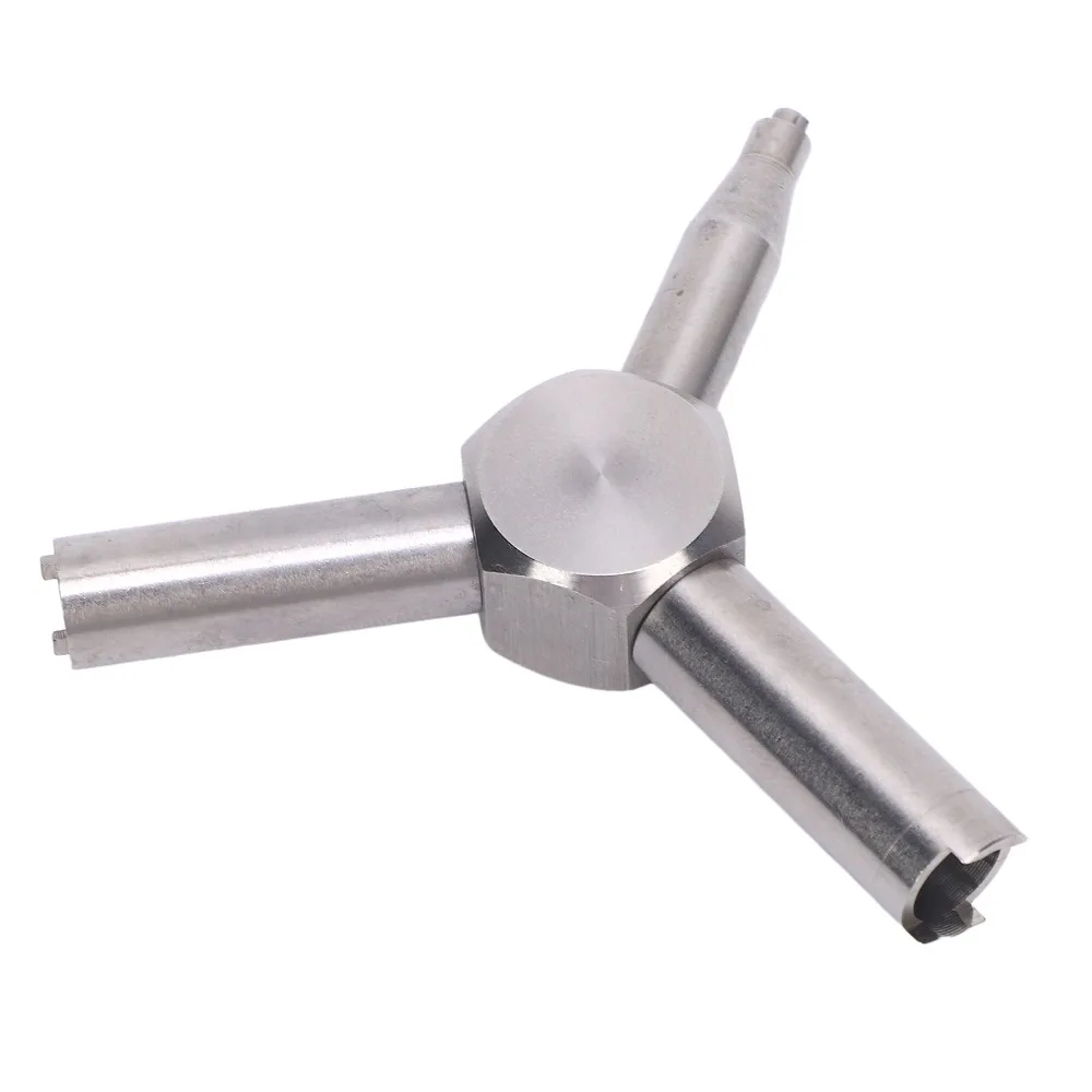 1pcs Easy Stainless Steel Gas Valve Key Multifunctional 3 in 1 Triangle Wrench Valve Disassembly Tool For Charging Valves