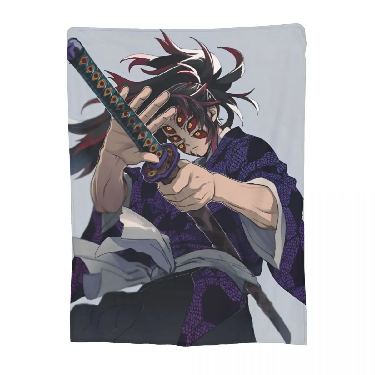 Upper Rank One Kokushibo Flannel Blanket Anime Demon Slayer Awesome Throw Blanket for Bed Sofa Couch 125*100cm Bedspread