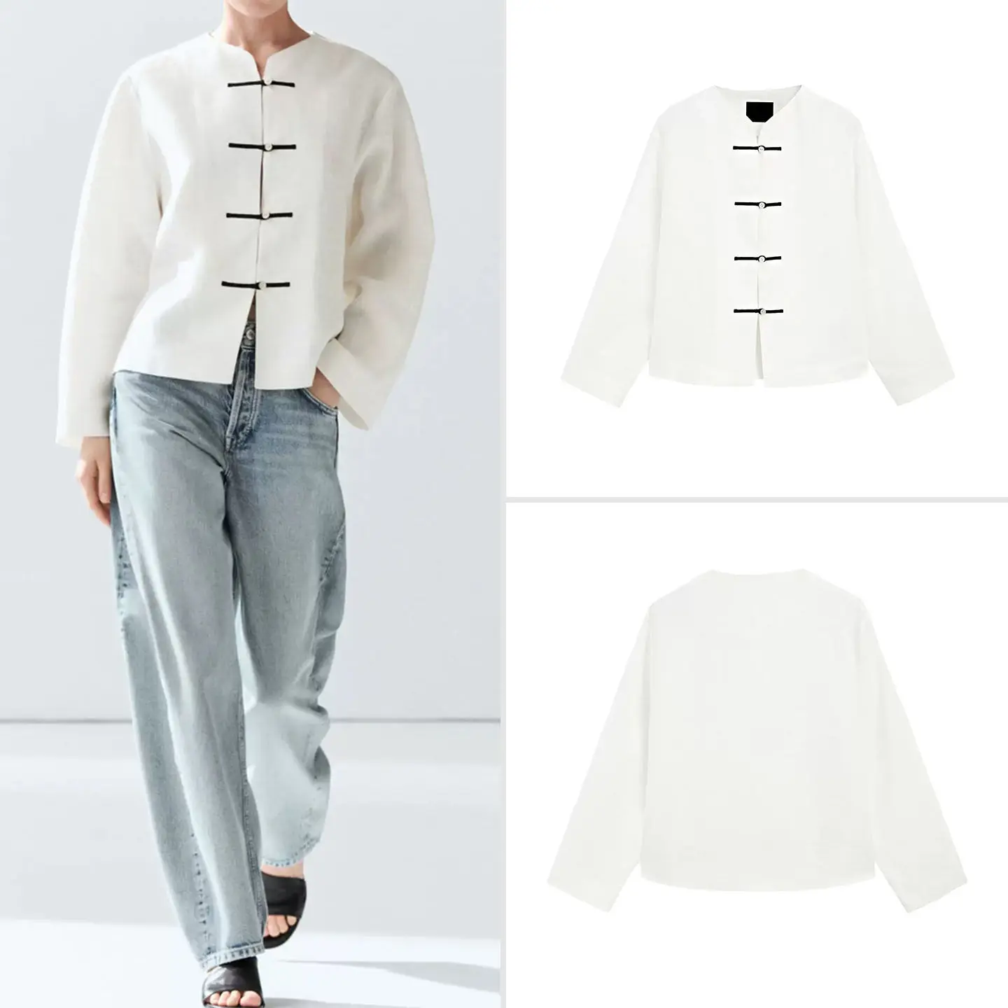 Elegant White Shirt New Chinese Style Casual Fashion Women's Jacket Summer 2026 Button Detail Drifting Shirt ZADATA Brand